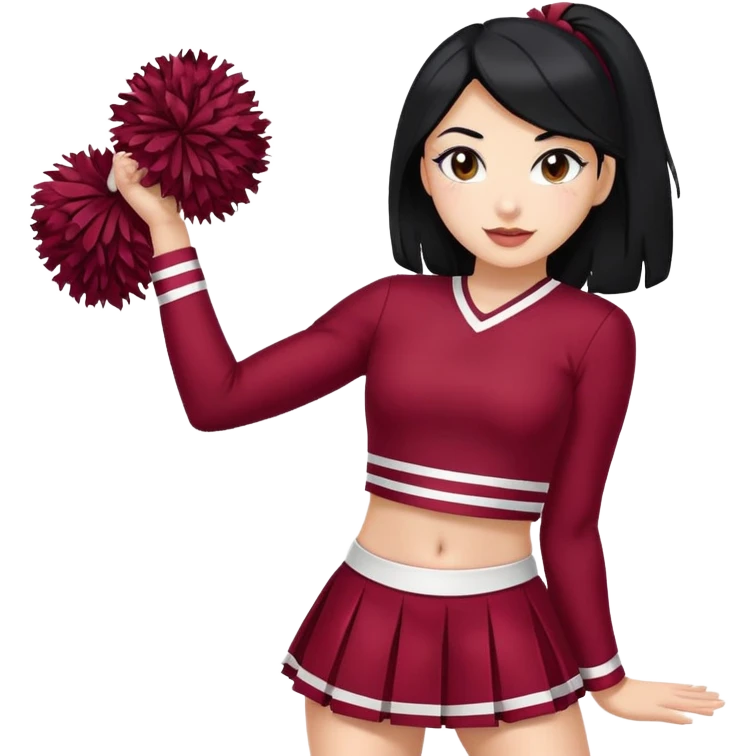 Cheerleader black hair maroon uniform  emoji