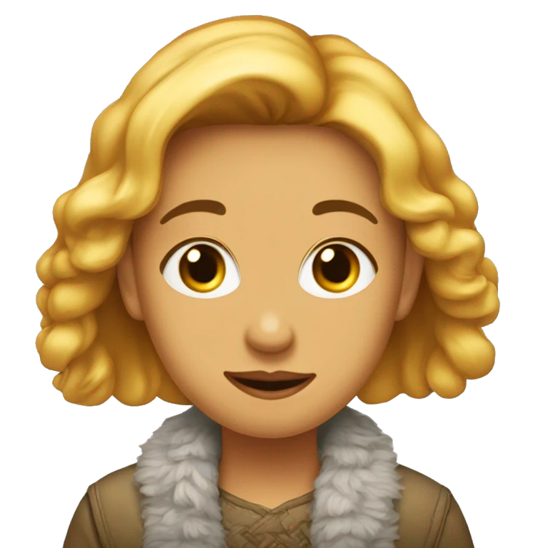 Девушка с челкой и русыми волосами в голубом свитере emoji