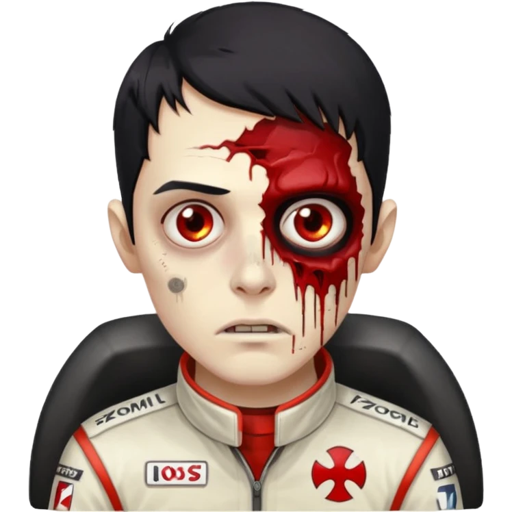 black haired zombie formula 1 racer emoji