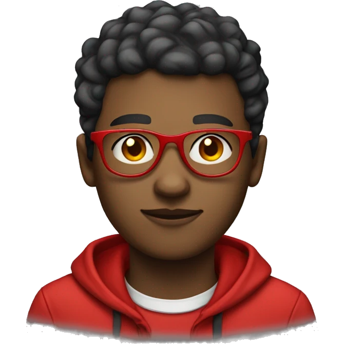 A male light dark teen with a fade and wearing red glasses emoji