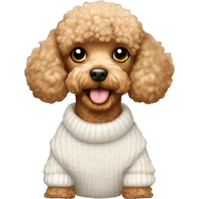 Light brown toy poodle wearing white sweater  emoji
