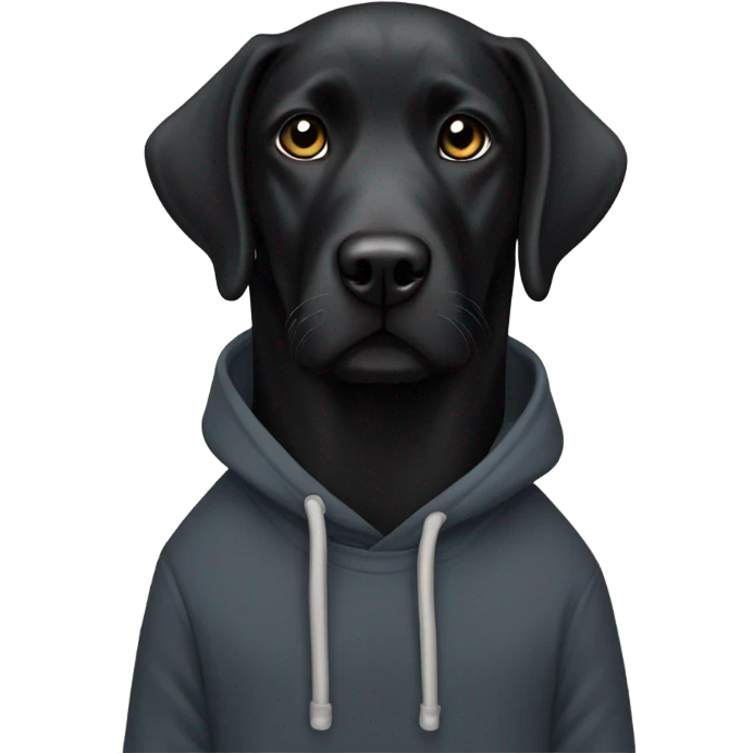 Black lab mix with a hoodie emoji