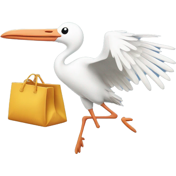 stork flying carrying a bag emoji