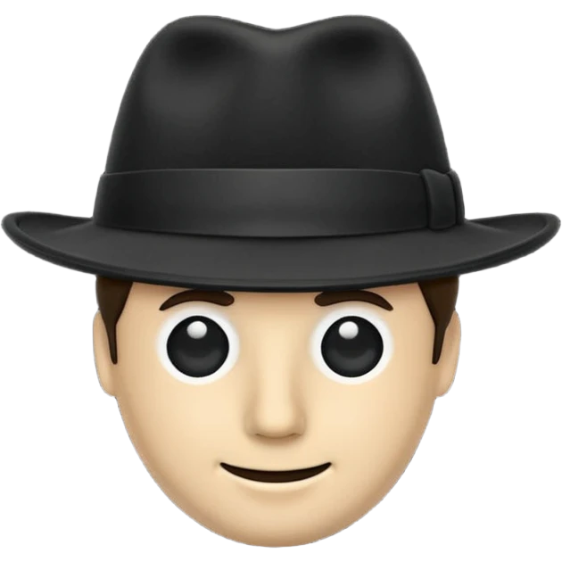 fedora, isolated, transparent background, black emoji