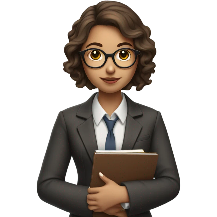 girl with glasses and brown hair who is a psychologist and holds a pen with a notebook in her hand emoji