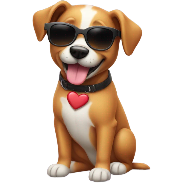 Dog with sunglasses in love emoji