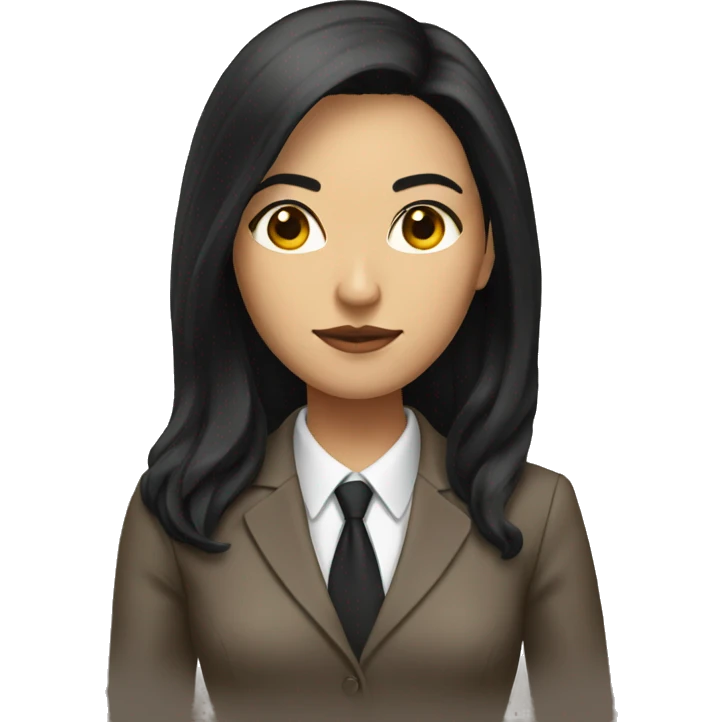 Female defense attorney with long black hair with brown suit emoji