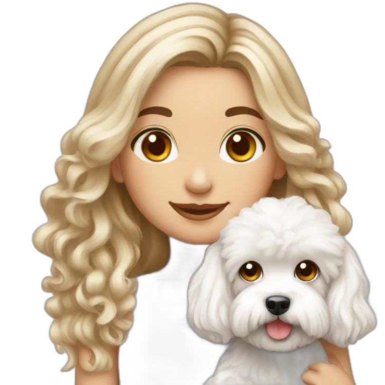 Long hair turkish girl with white maltipoo emoji
