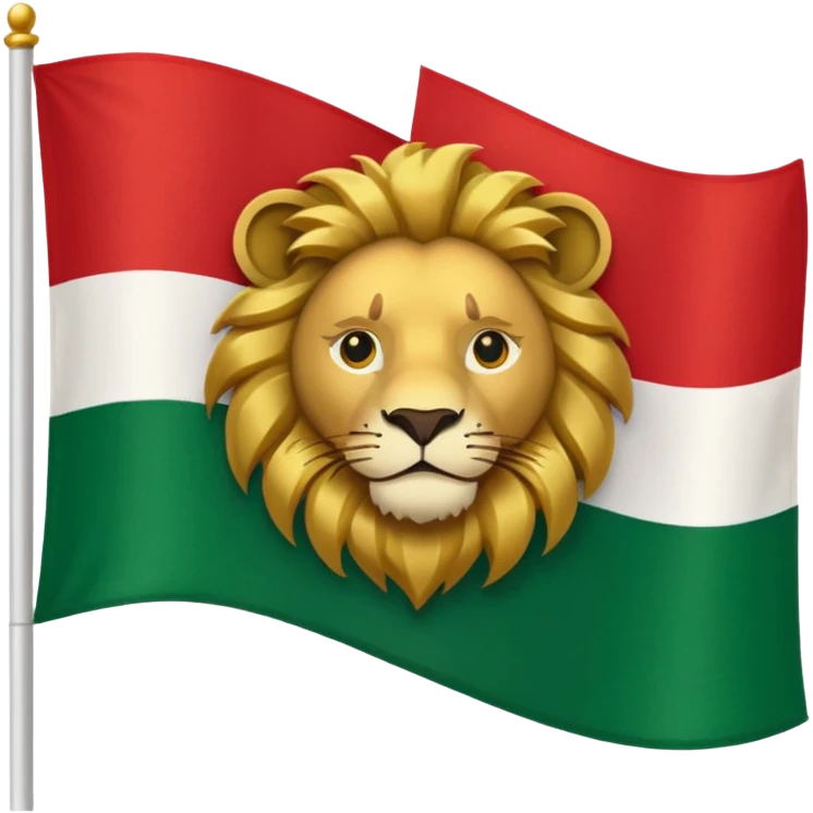 Small Lion and sun logo at the middle of flag in the red white and green flag(up to down ) emoji