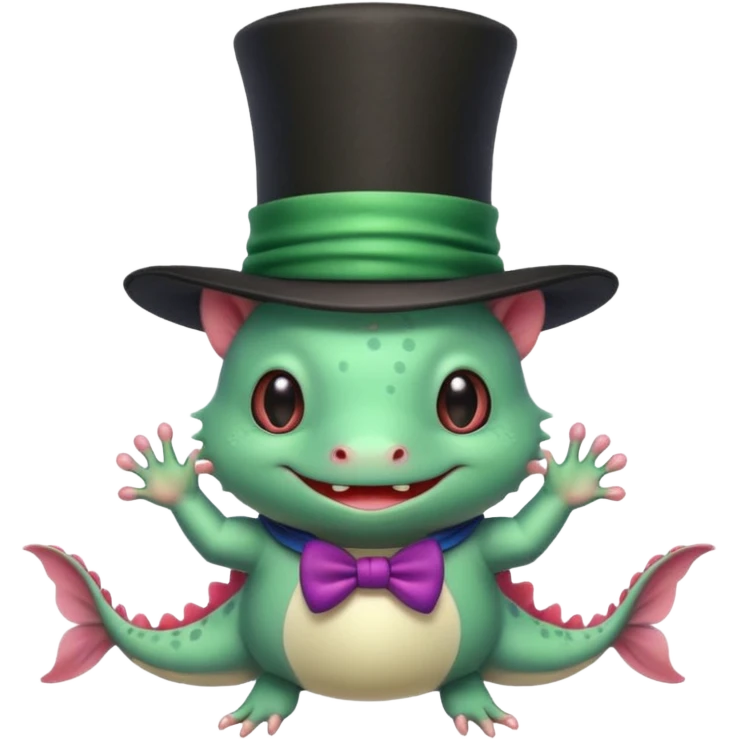 green axolotl with magician hat emoji