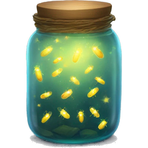 Realistic glowing jar filled with fireflies emoji