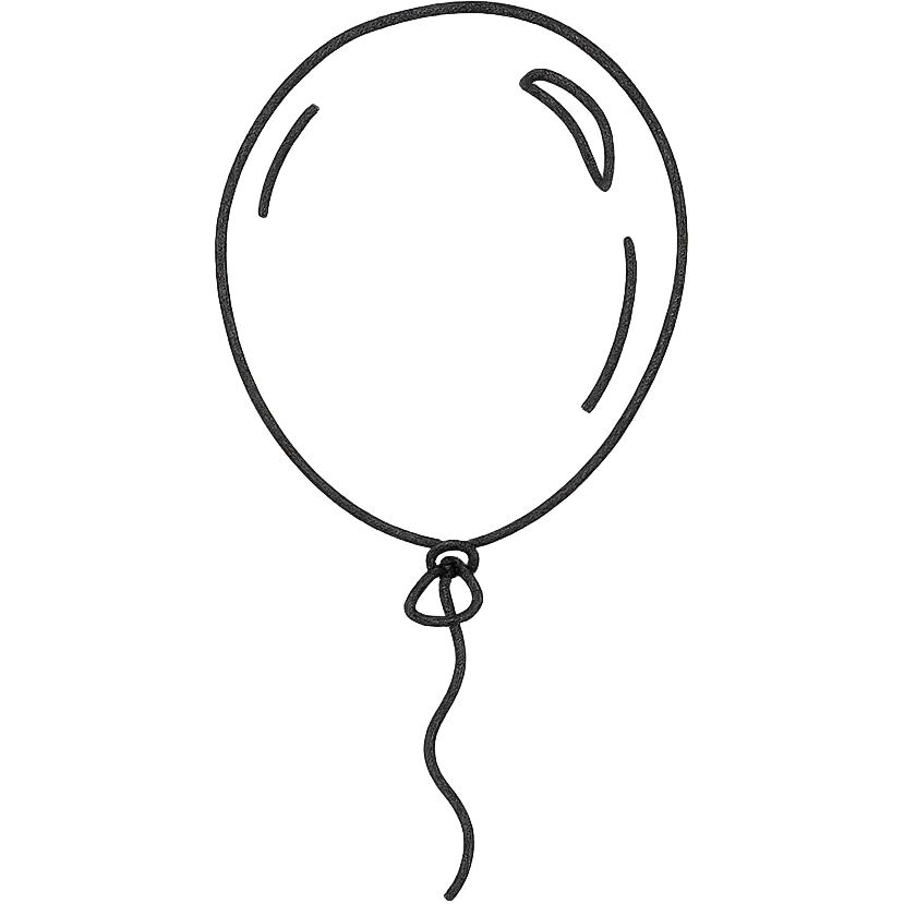hand-drawn outlined balloon, playful emoji