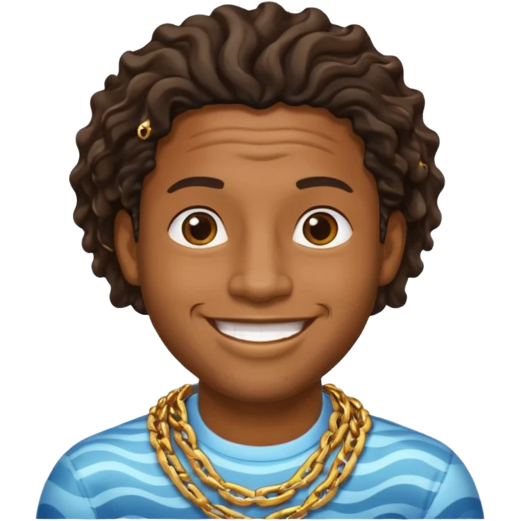Black guy with waves and chains smiling  emoji