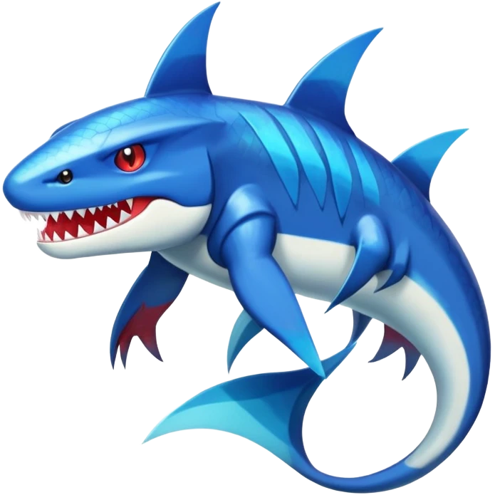 Shiny Exotic Colorful epic Sharpedo-Garchomp-Gabite-Salamence-Koraidon-Fakémon-hybrid-creature (full body)  emoji
