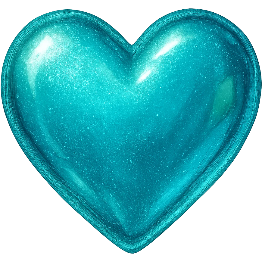 heart with a shimmering aquamarine finish emoji