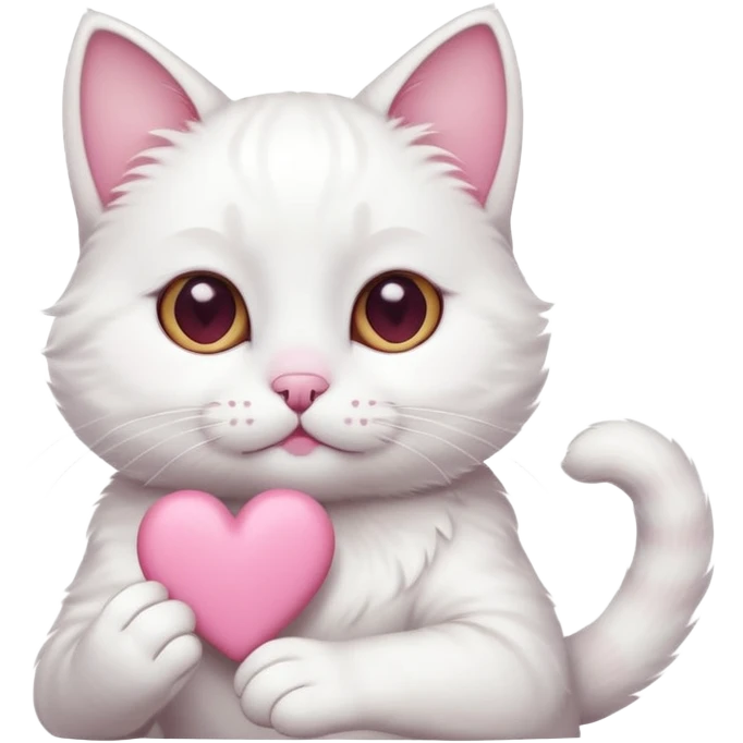 Cute white cat making heart shape with his hand emoji