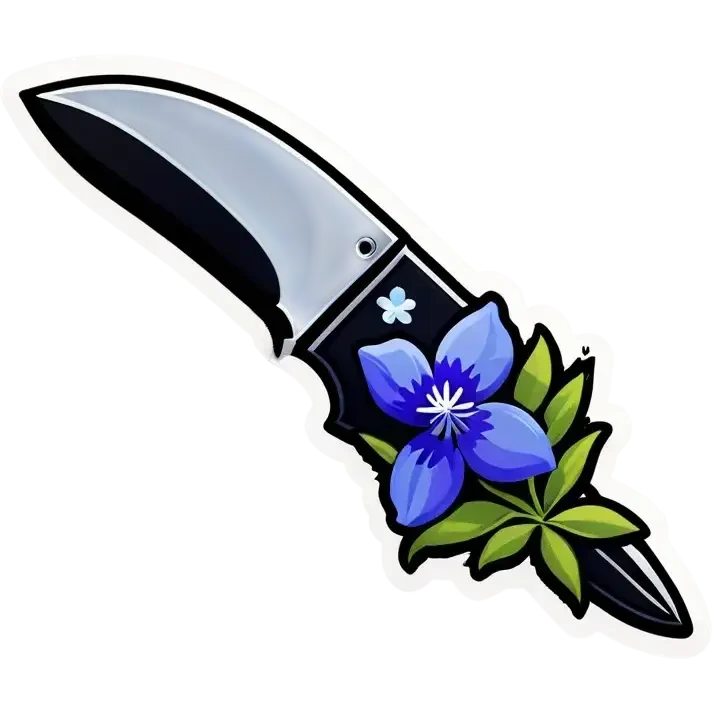 Black crossed Bowie knife and bluebonnet emoji