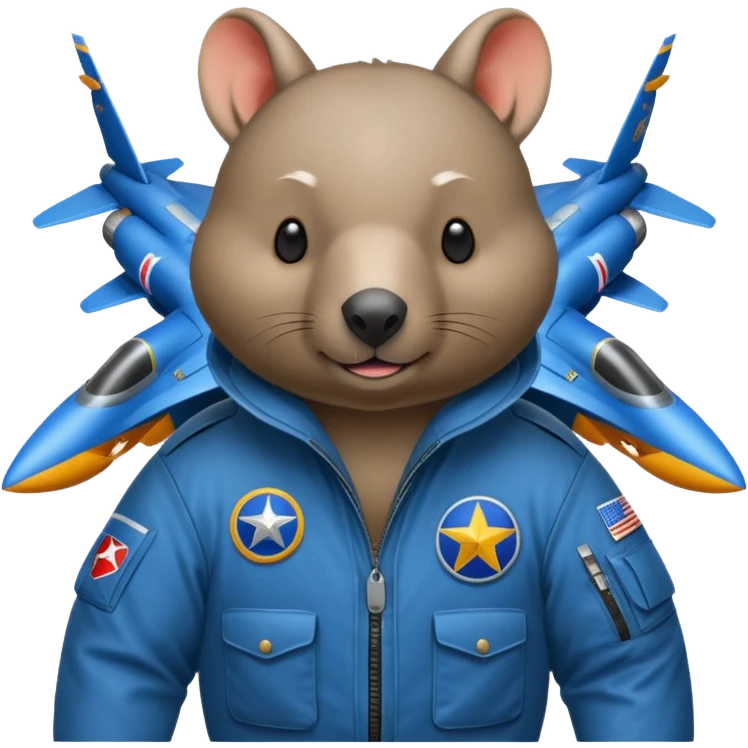 Wombat flying a fighter jet emoji