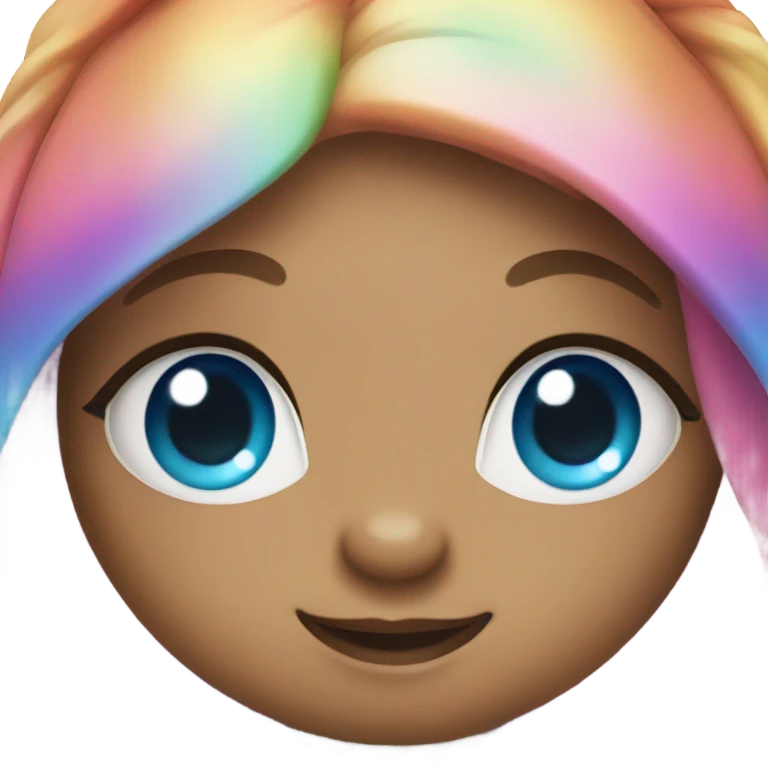 rainbow bunny with big blue eyes wearing rainbow mermaid costume  emoji