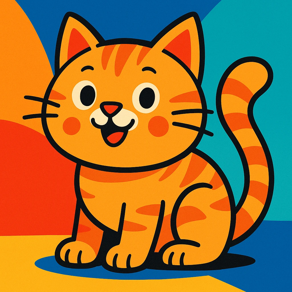 a cute cat, vibrant toon style emoji