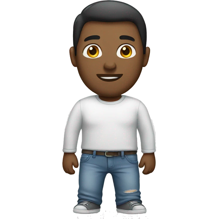 guy wearing blue jeans and grey shirt with white longsleeve undershort emoji