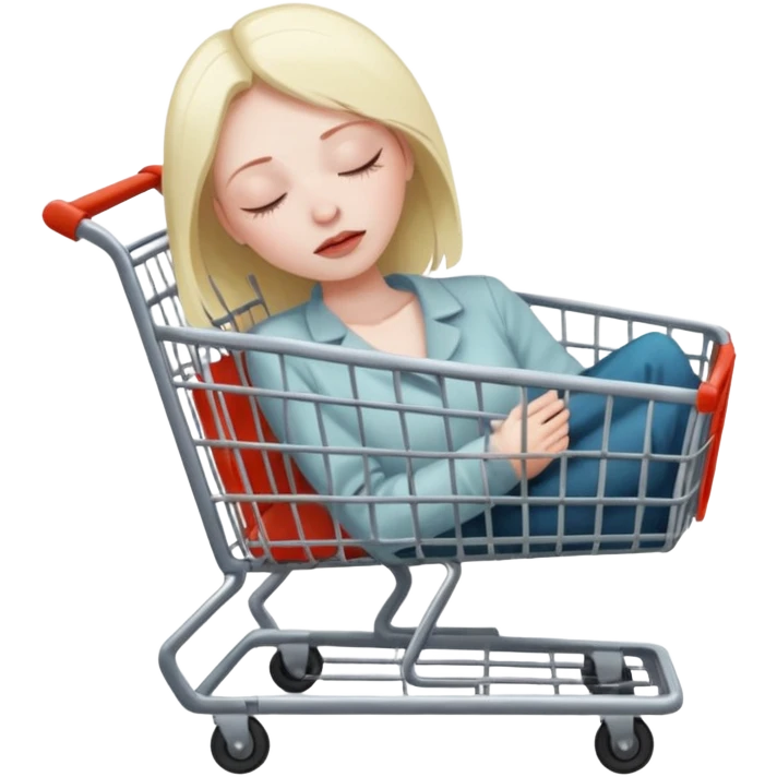 women dead with closed eyes in shopping cart   emoji