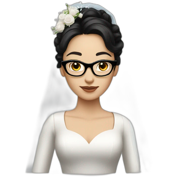 a white bride with black hair and glasses and a long sleeves emoji