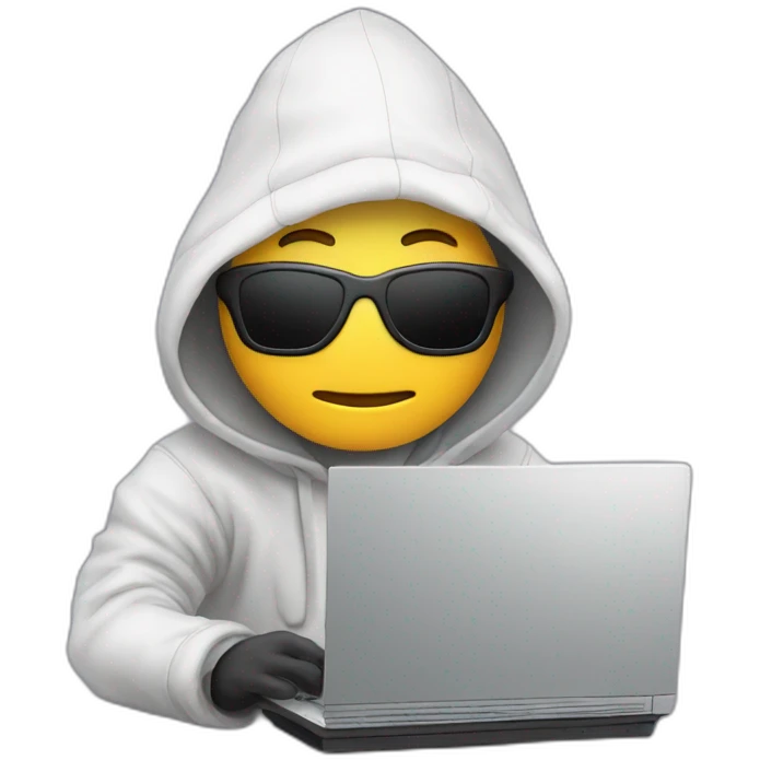 Hacker with computer emoji