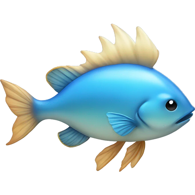 Blue fish with angel wings and deer and aurora waxes on the head emoji