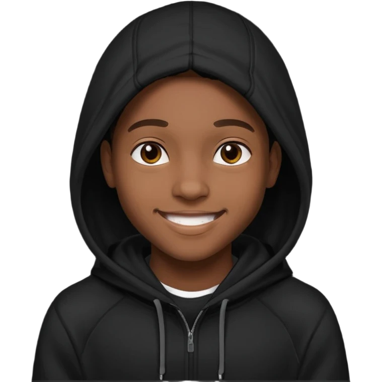 black young adult in a hoodie with care free persona emoji
