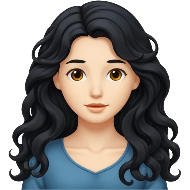 Long black hair wavy emoji