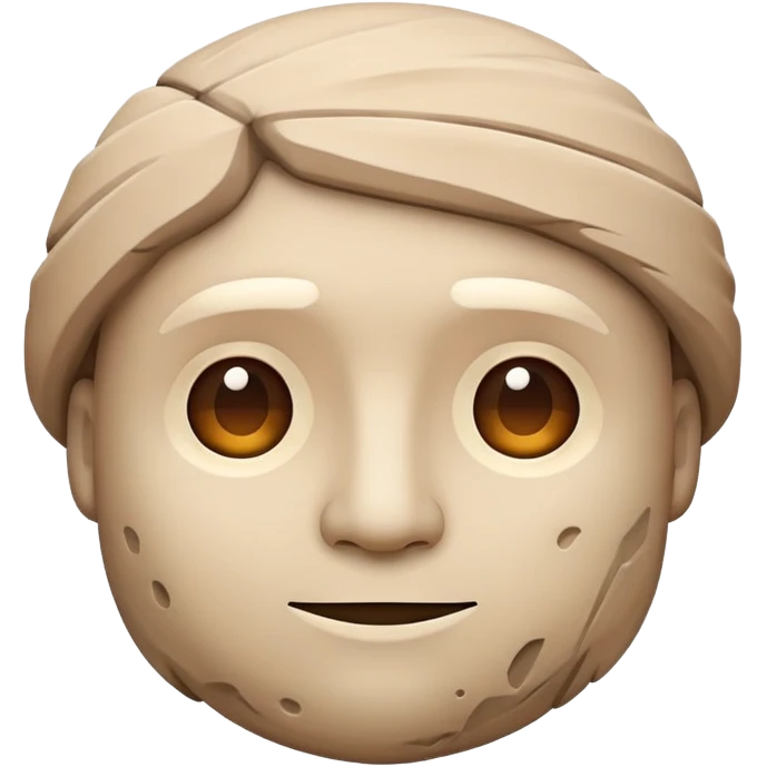 Please generate a set of unique emoji smiley faces inspired by stone man. Make emoji modern, bright and minimalistic, with clear lines and expressive faces conveying different emotions. Each emoji should be optimized for messenger use and made in desert style, browns, beige colors. emoji