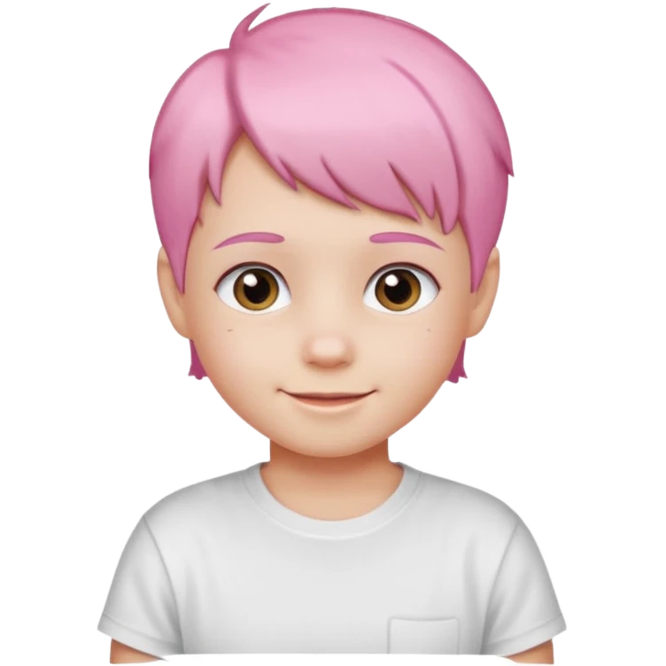 Cute kid with short pink hair and smile emoji