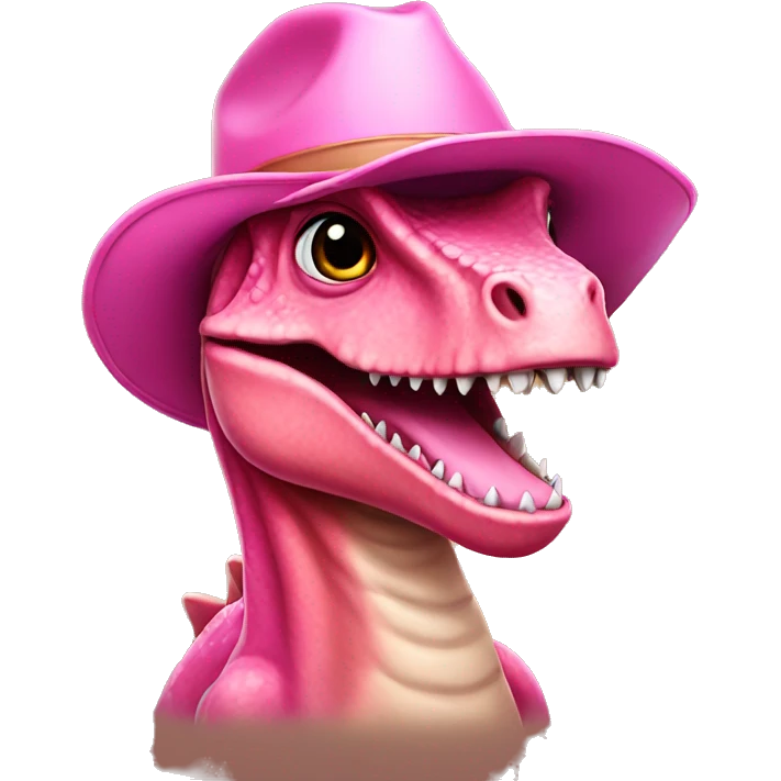 Dinosaur wearing a pink cowgirl hat emoji