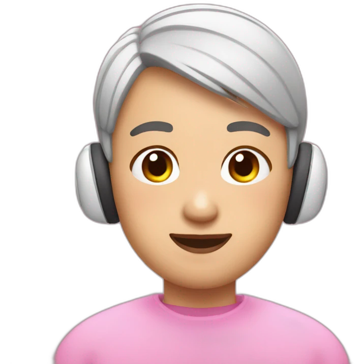 asian with pink buzzcut and airpods max emoji