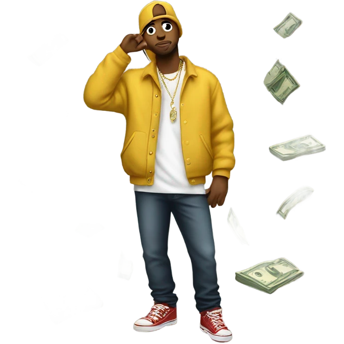 rapper standing on money emoji