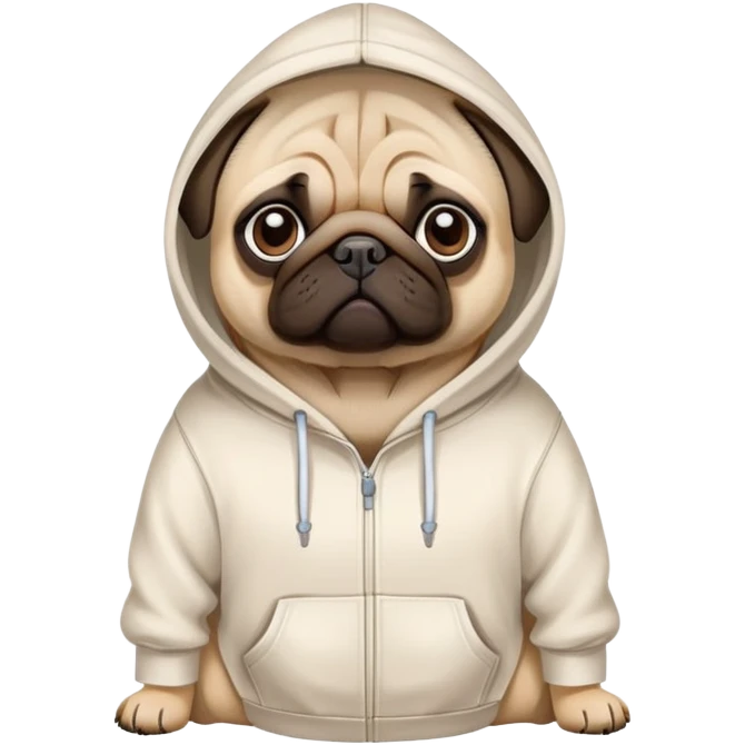 pug dog wearing a hoodie, pug life emoji