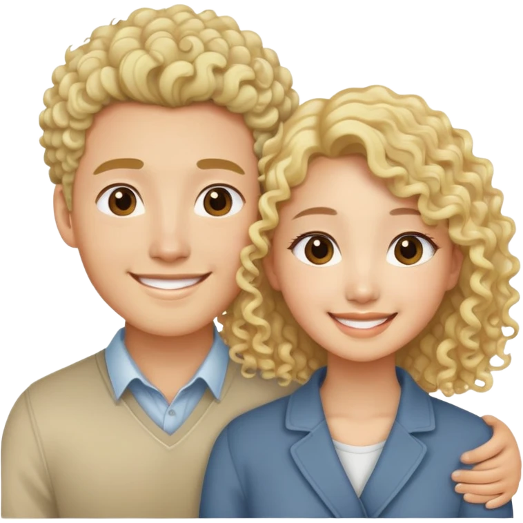 Asian girl and blonde curly hair guy couple couple emoji