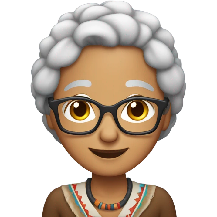 smiling elderly Native American woman with glasses emoji