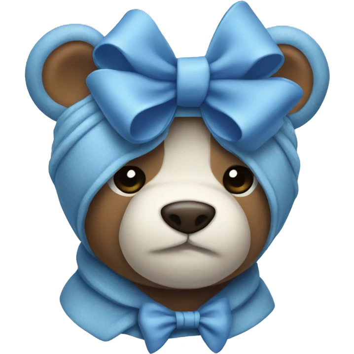 blue colored teddy with white bow emoji