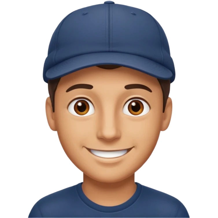 Joven moreno con gorra sonriendo emoji