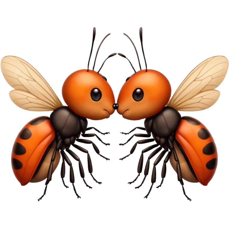 Two little bug cute, Kiss, message "Te amo mi bichin" emoji