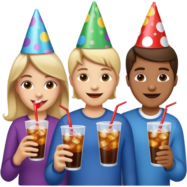 A group of hungry people having soda. emoji