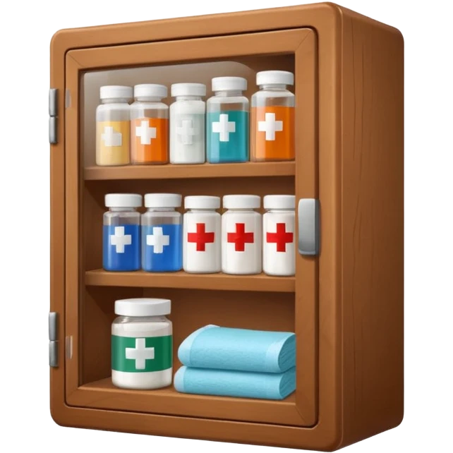 brown first aid cabinet front glass emoji