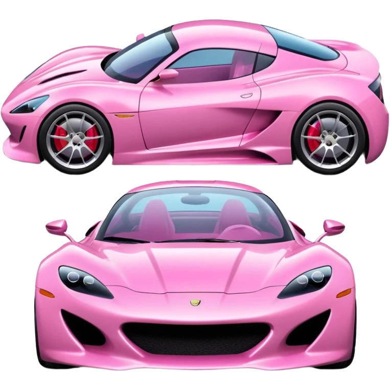  pink sleek and modern sports car with aerodynamic design, glossy finish, realistic reflections, dramatic lighting, isolated on transparent background emoji