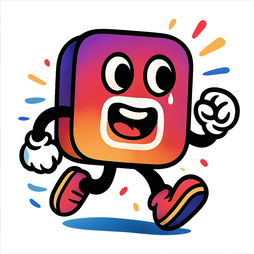animated Instagram logo, vibrant colors, dynamic motion, modern style emoji