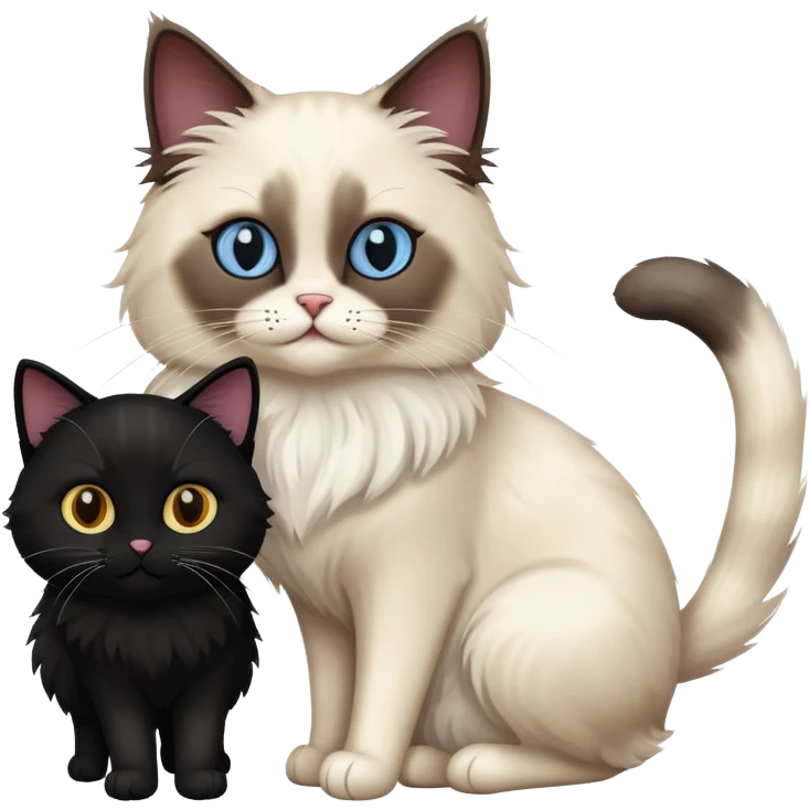 A ragdoll cat and a black cat together emoji