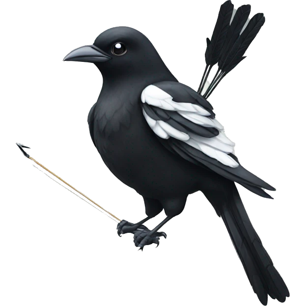 a magpie holding a bow and arrow emoji