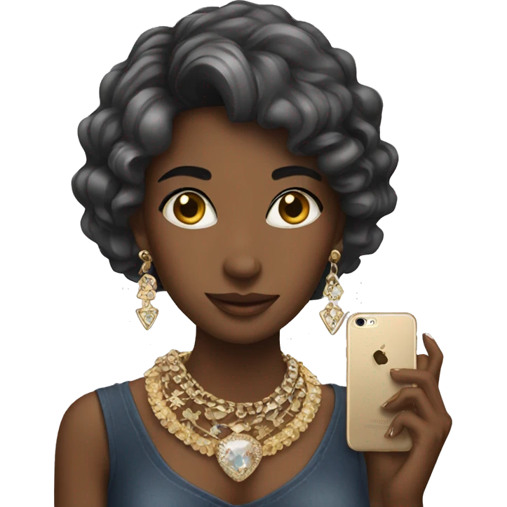 girl with jewelry and phone emoji
