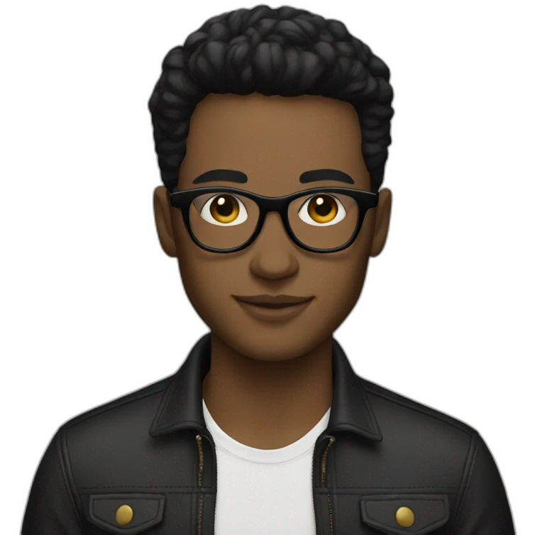 young designer with glasses black hair emoji
